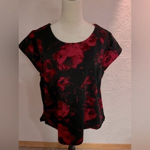 2 pieces/Skirt and blouse combo. Floral red and black 2x Christopher and banks